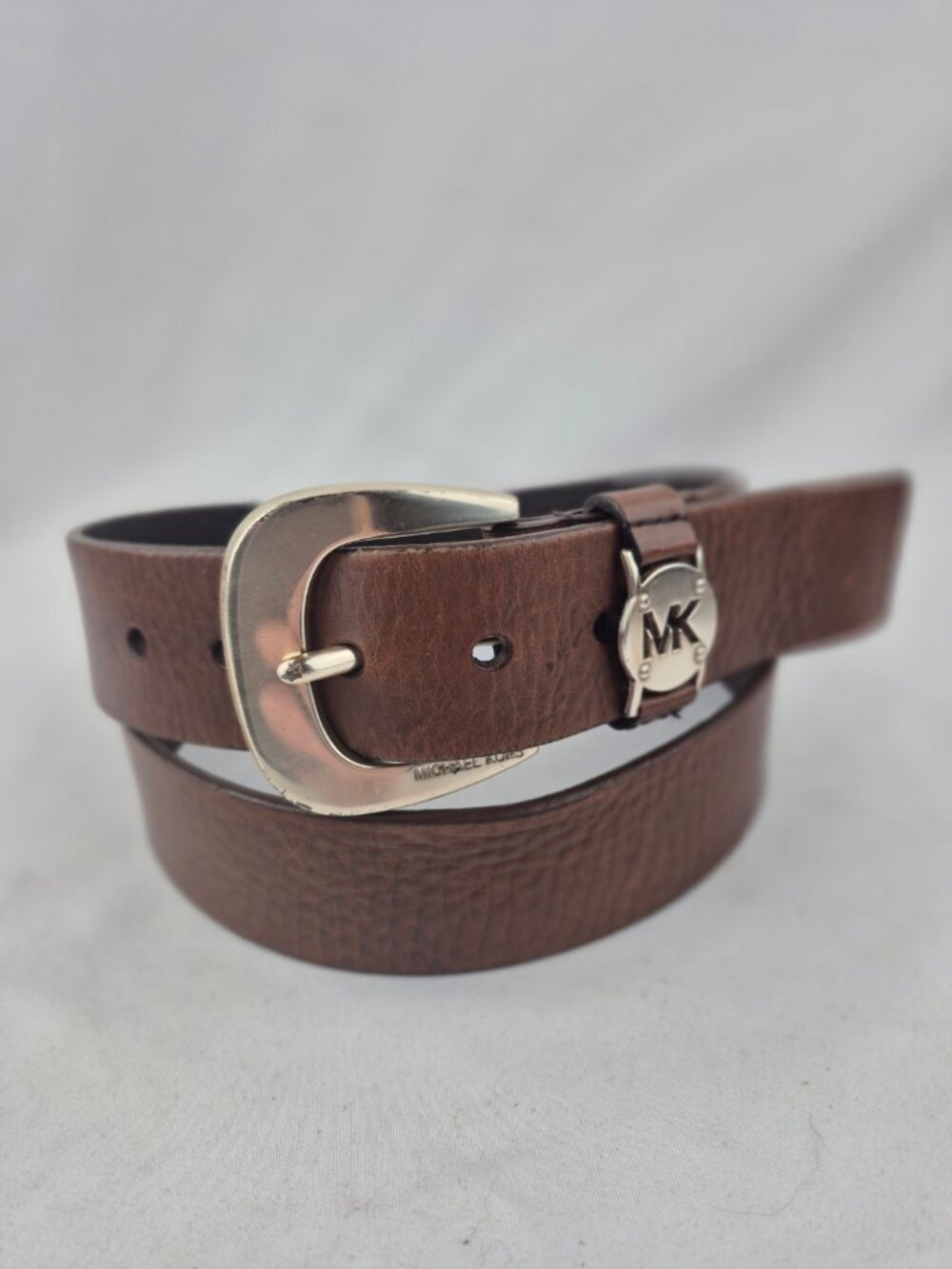 Michael Kors Leather Logo Belt Logo Disc on Keeper Classic Size Extra Large